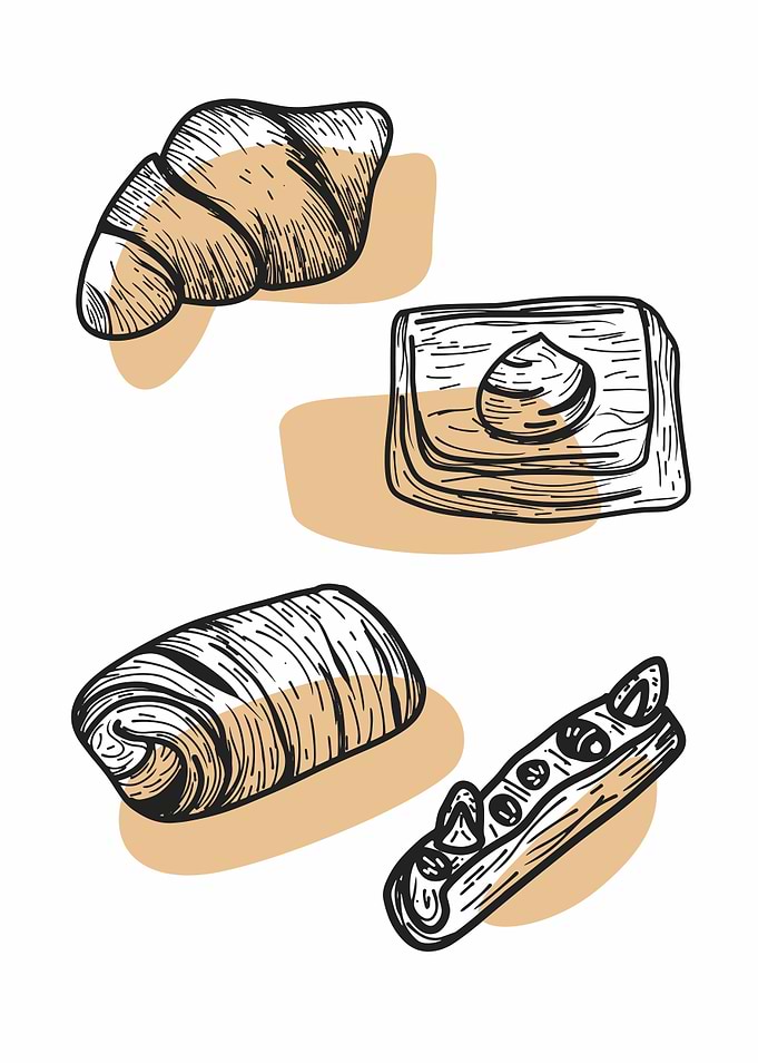 Hand-Drawn Pastry Illustration Set