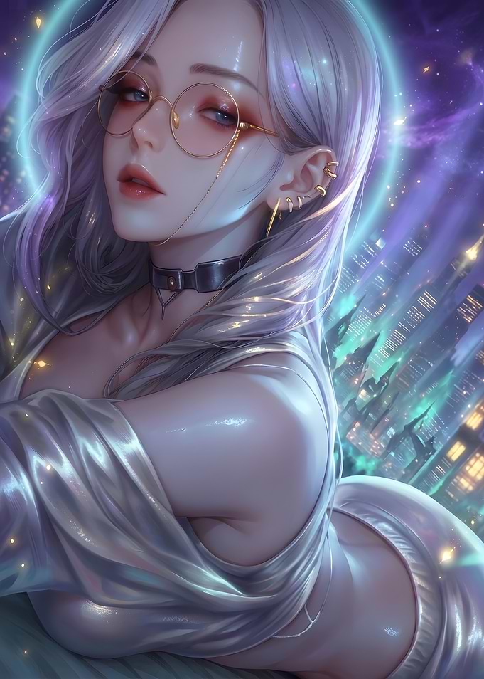 Ethereal Anime Girl in Cityscape