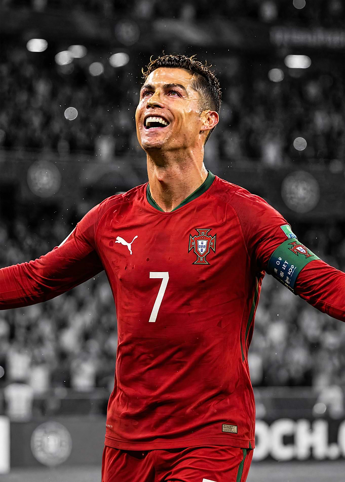 Cristiano Ronaldo Celebrating in Portugal Jersey