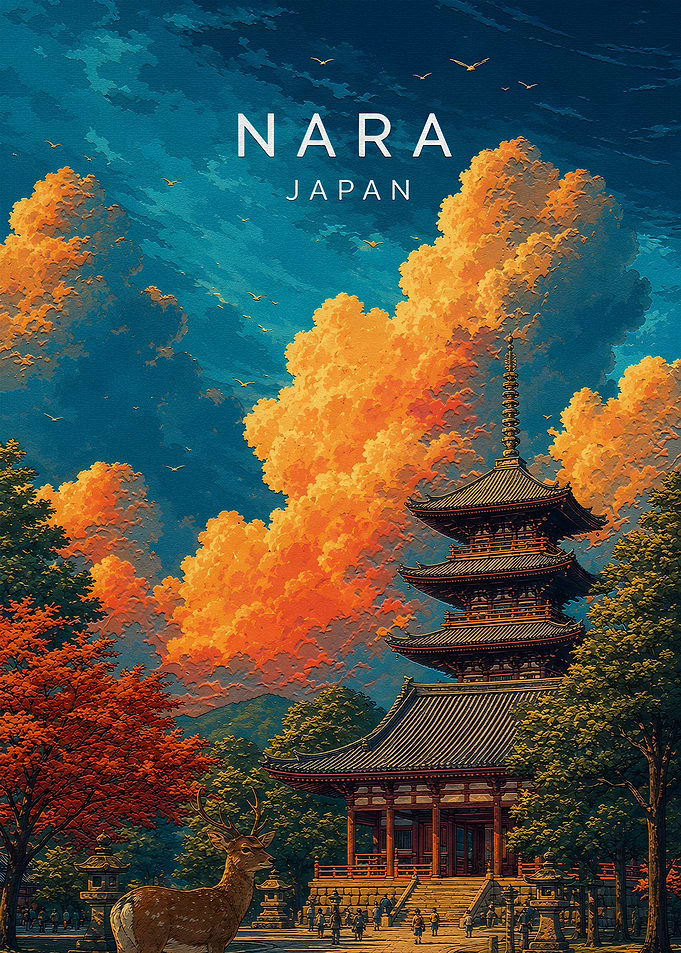 Nara Japan Travel Poster