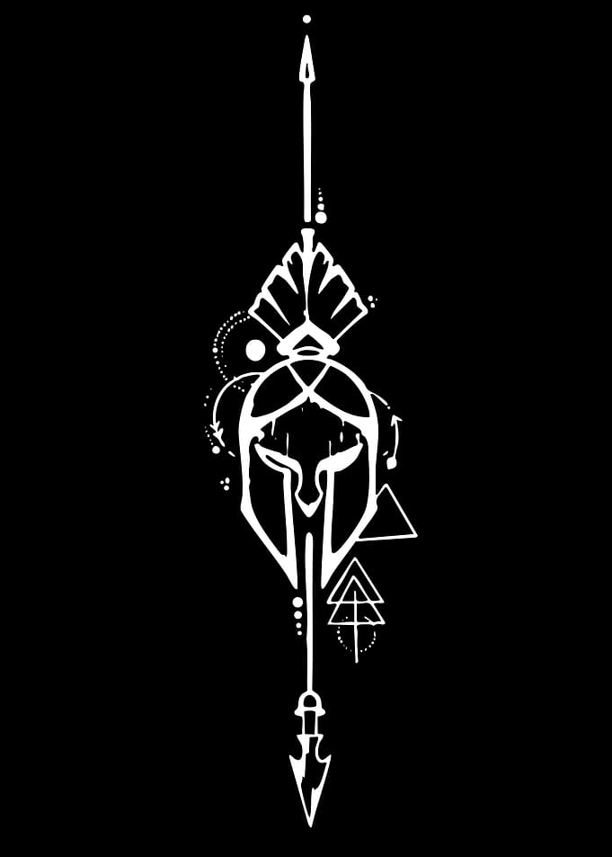 Spartan Helmet Arrow Tattoo Design