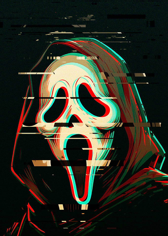 Glitch Effect Ghostface Mask Portrait
