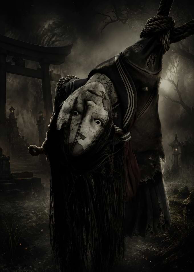 Horror Schoolgirl Hanging in Shrine