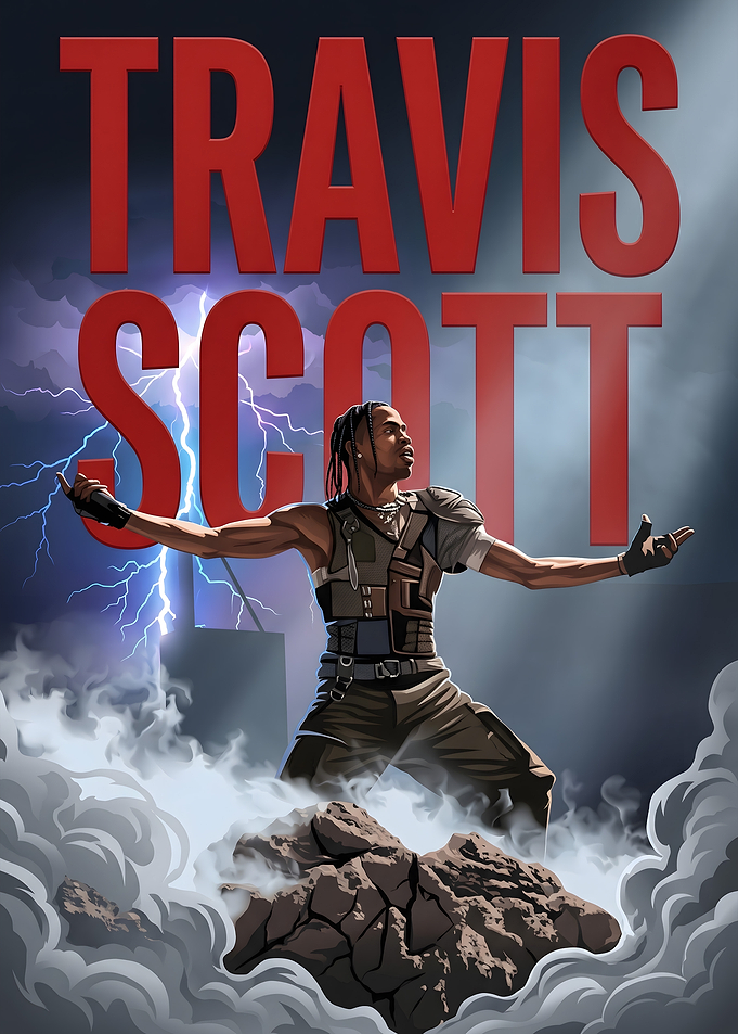 Travis Scott Stormy Stage Performance Poster