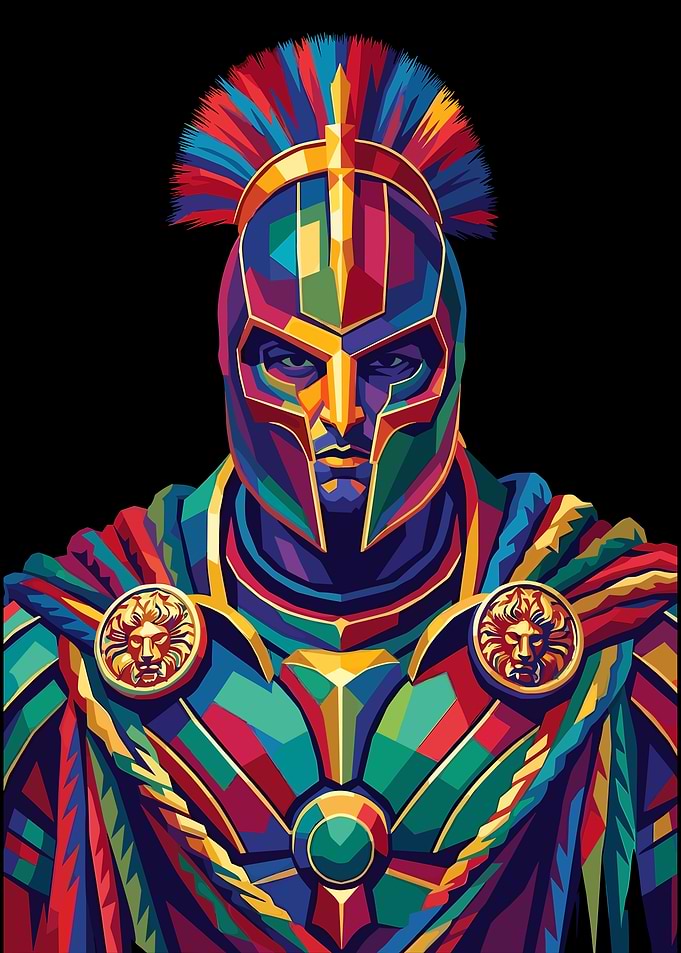Spartan Warrior Pop Art Portrait