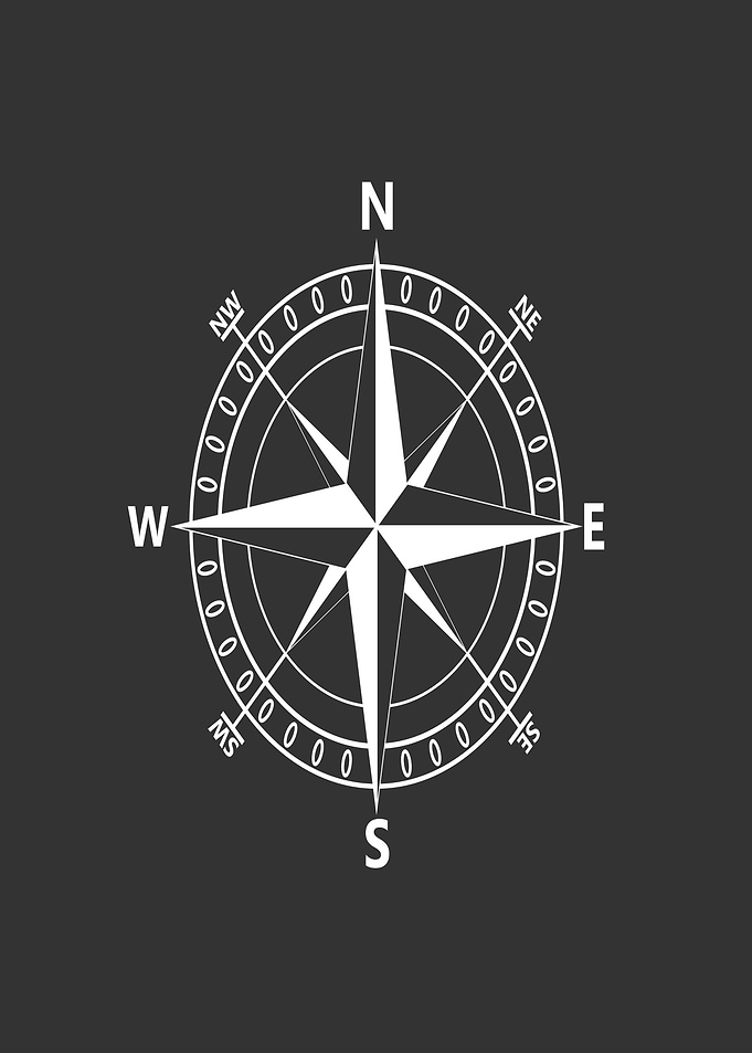 Minimalist White Compass Rose Icon