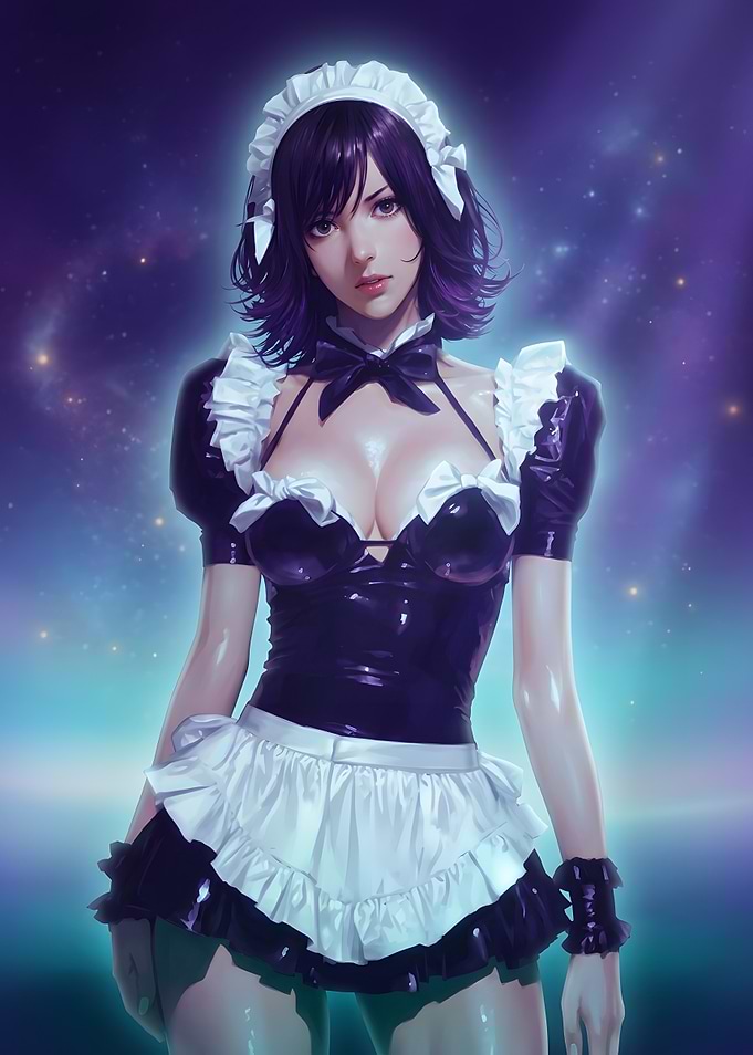 Digital Art Maid in Cosmic Setting
