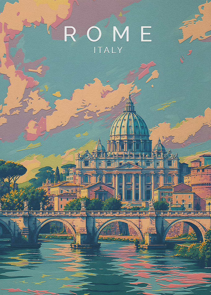 Vintage Rome Italy Travel Poster