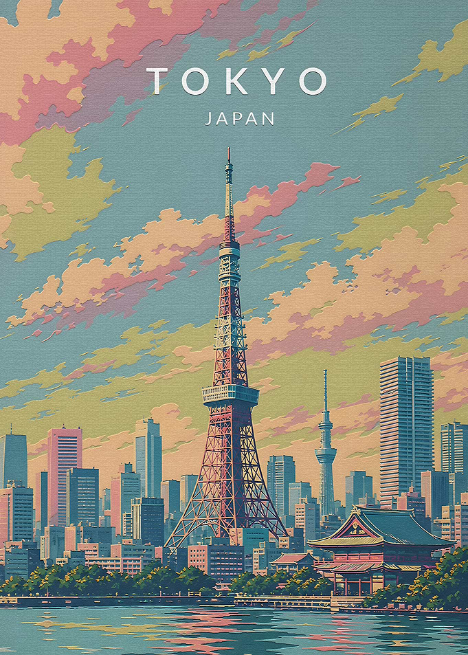 Tokyo Japan Travel Poster Art