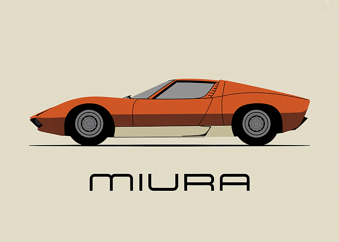 Minimalist Miura Supercar Illustration