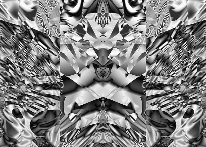 Psychedelic Monochrome Alien Fractal Pattern Digital Abstract Art