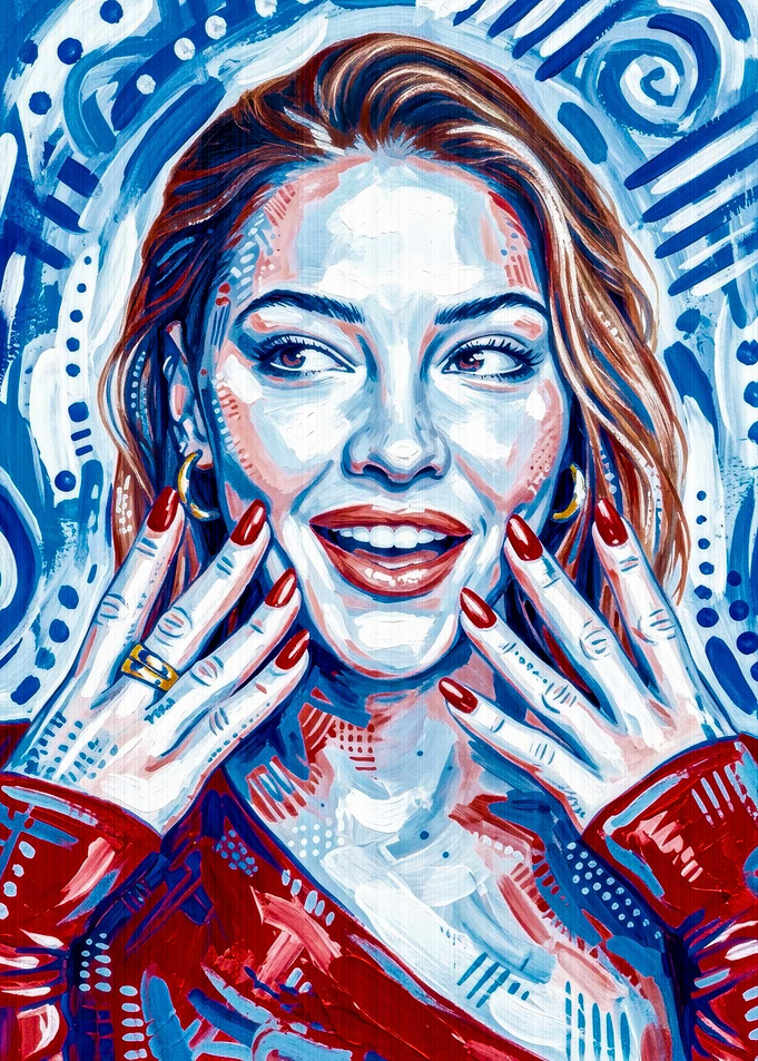 Vibrant Pop Art Portrait of Woman