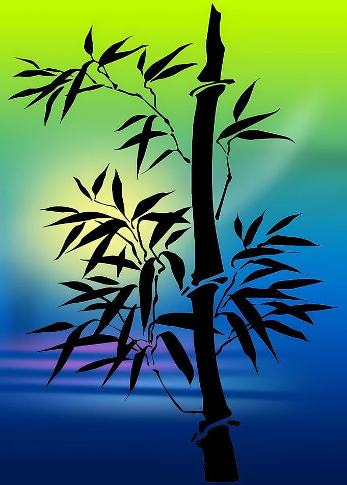 Black Bamboo Silhouette on Gradient Background