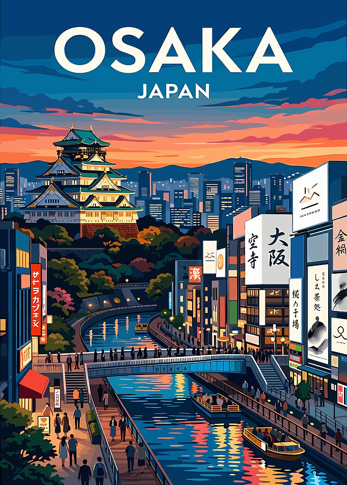 Osaka Japan Travel Poster