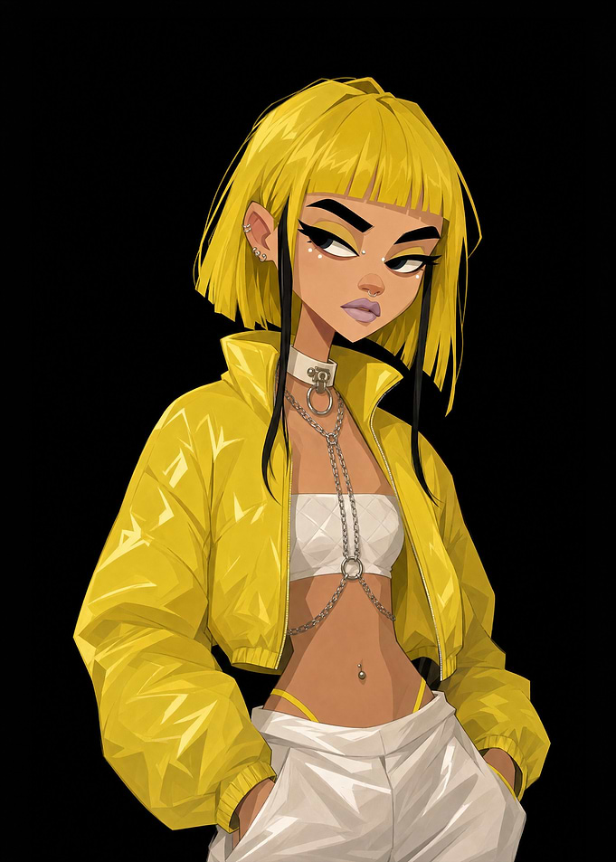 Stylish Girl with Yellow Hair