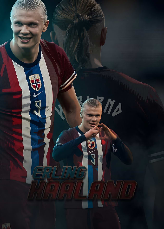 Erling Haaland Norway Football Poster