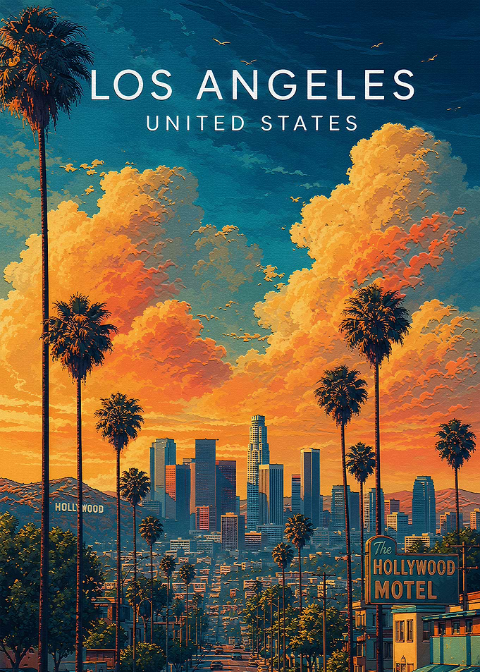 Los Angeles Sunset Travel Poster
