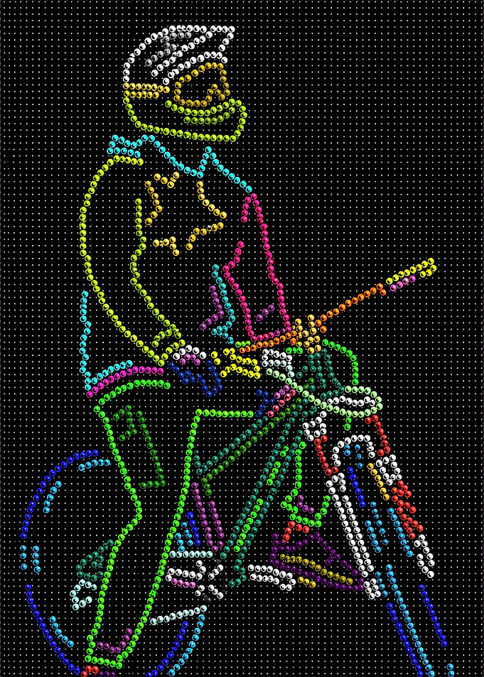 Neon Dot Art Motocross Rider
