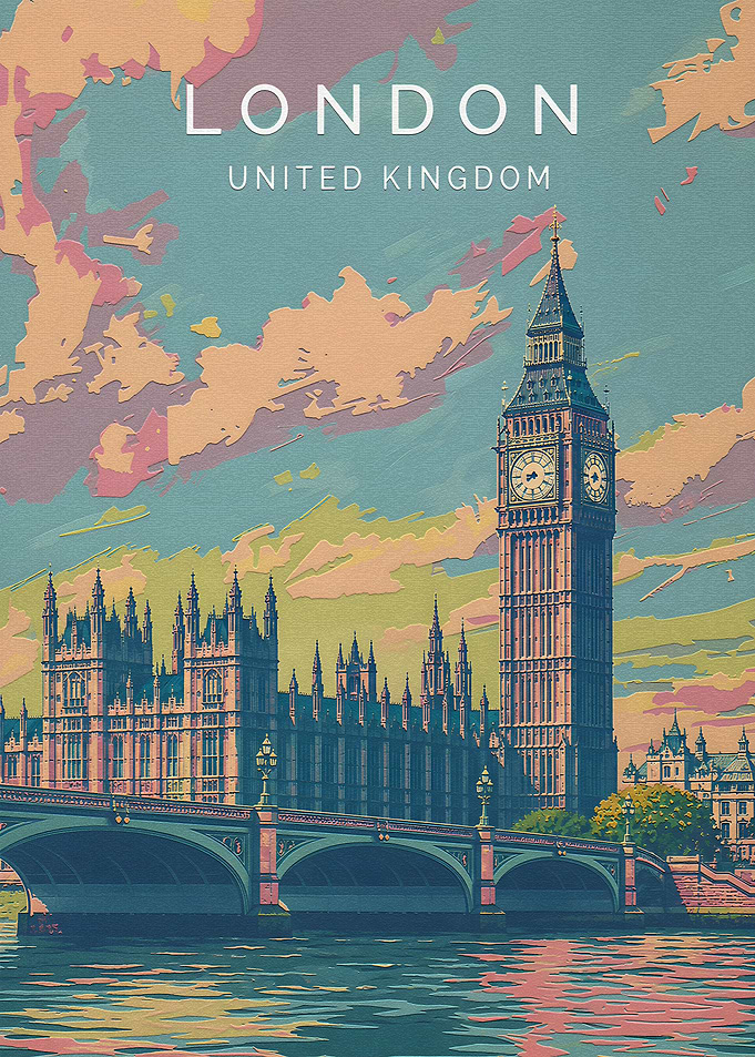 Vintage Style London Travel Poster