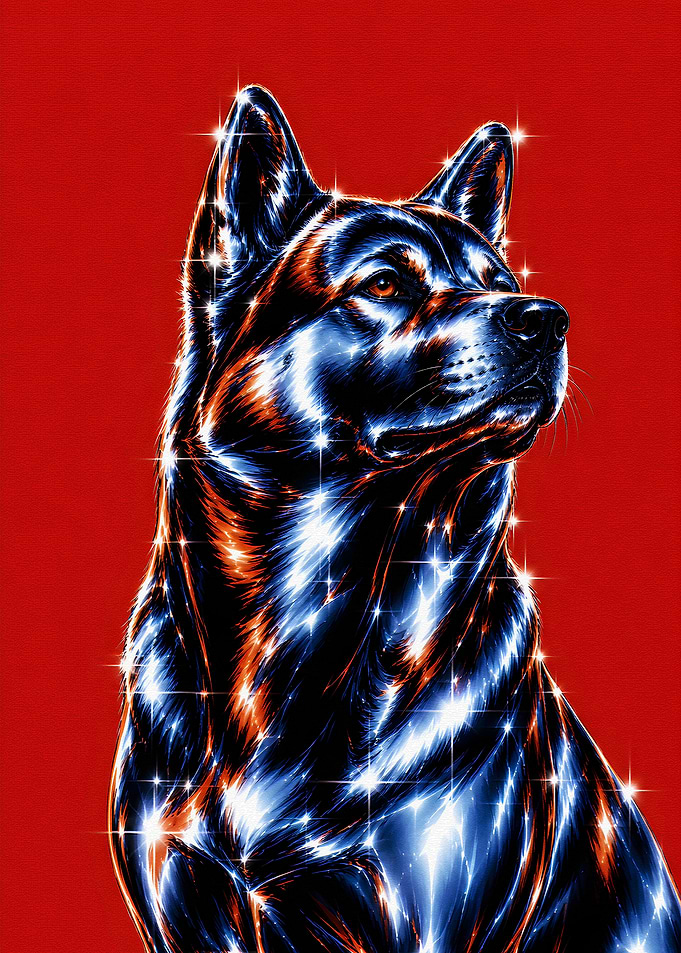 Shimmering Akita Inu Portrait