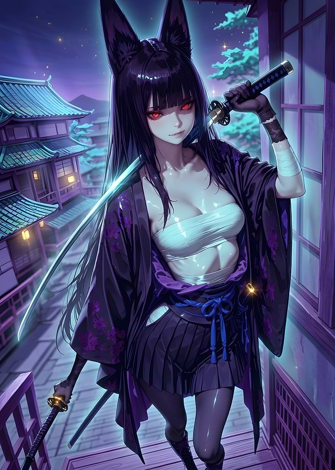 Anime Fox Girl Samurai Warrior