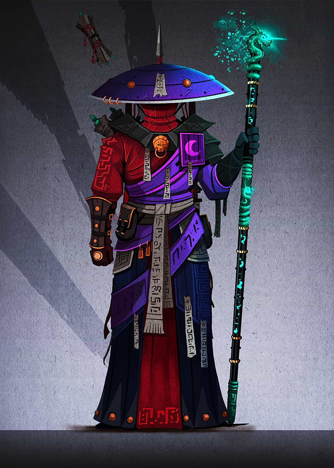 Mystical Warrior Monk with Glowing Staff
