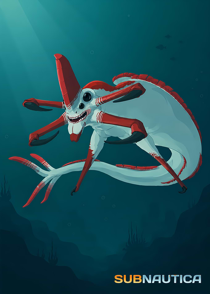 Subnautica Reaper Leviathan Underwater Poster
