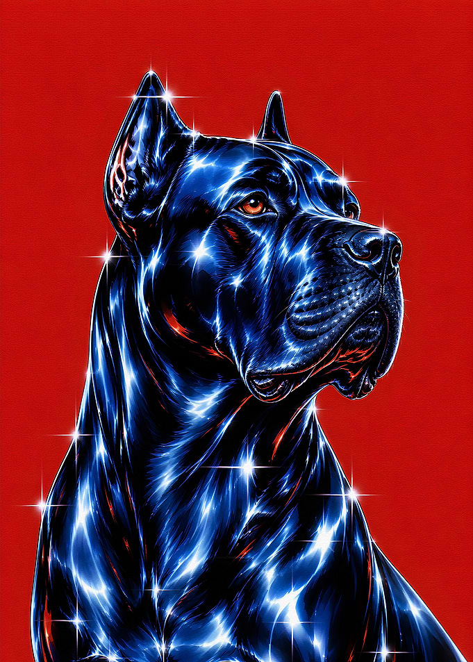 Sparkling Blue Cane Corso Portrait