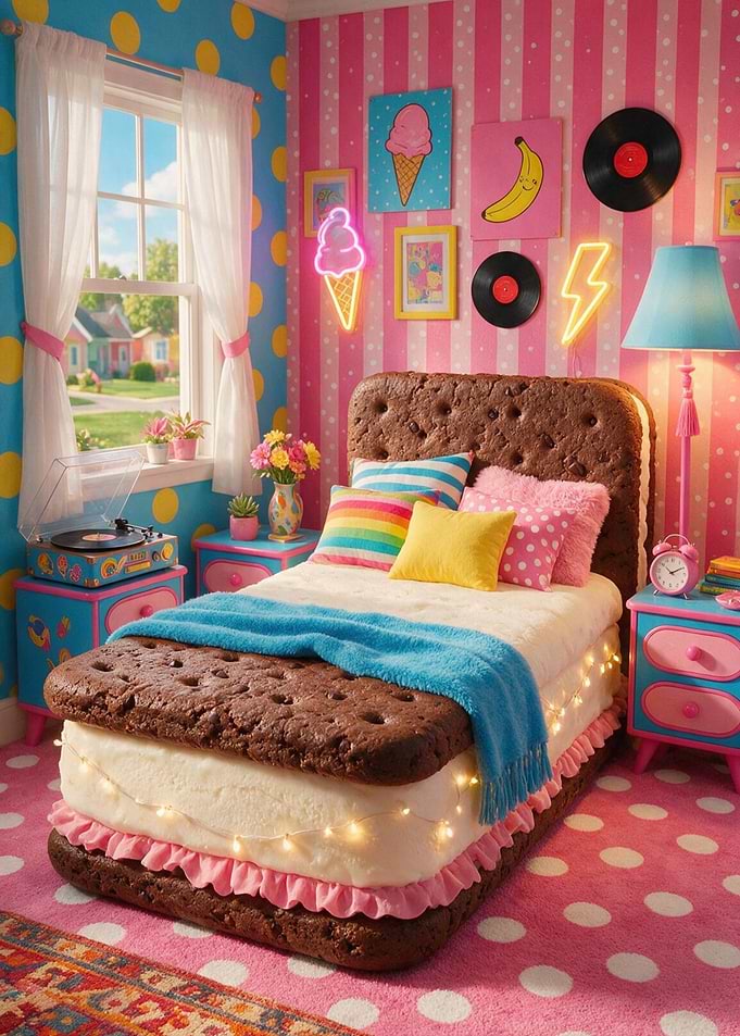 Whimsical Ice Cream Sandwich Bed Bedroom