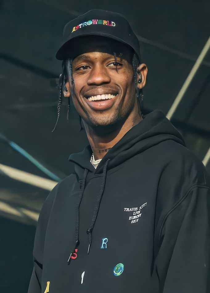 Travis Scott Smiling in Astroworld Hoodie