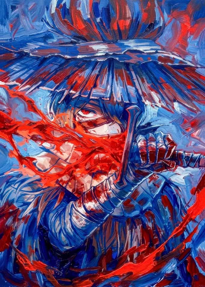 Impressionist Samurai Warrior Portrait