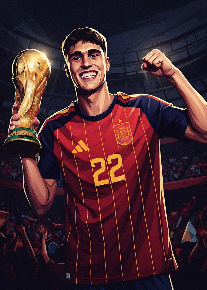 Spanish Soccer Player Celebrating World Cup
