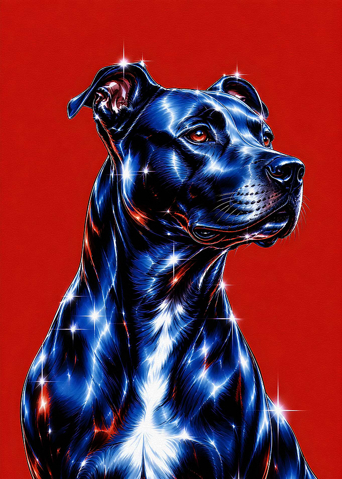 Shimmering Blue Pitbull Portrait