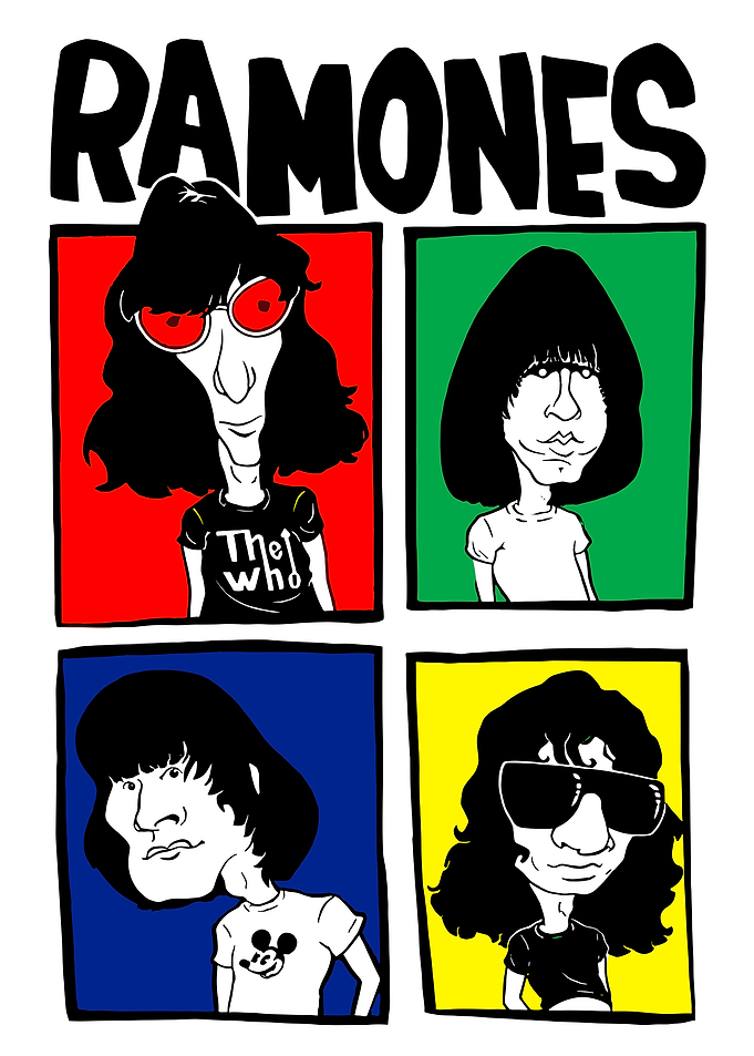 Ramones Band Members Caricature Illustration