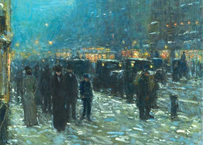 Broadway and 42nd Street New York Painting by Childe Hassam