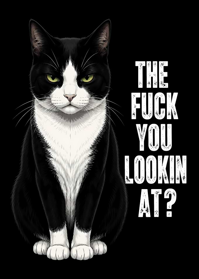 Grumpy Tuxedo Cat Sarcastic Quote