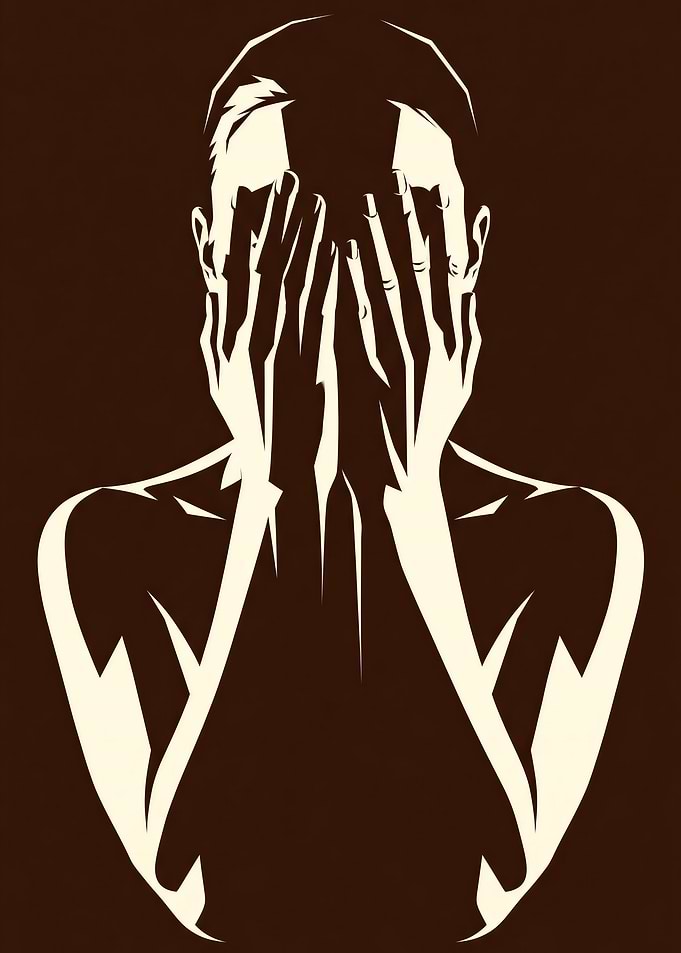 Minimalist Silhouette of Person Covering Face