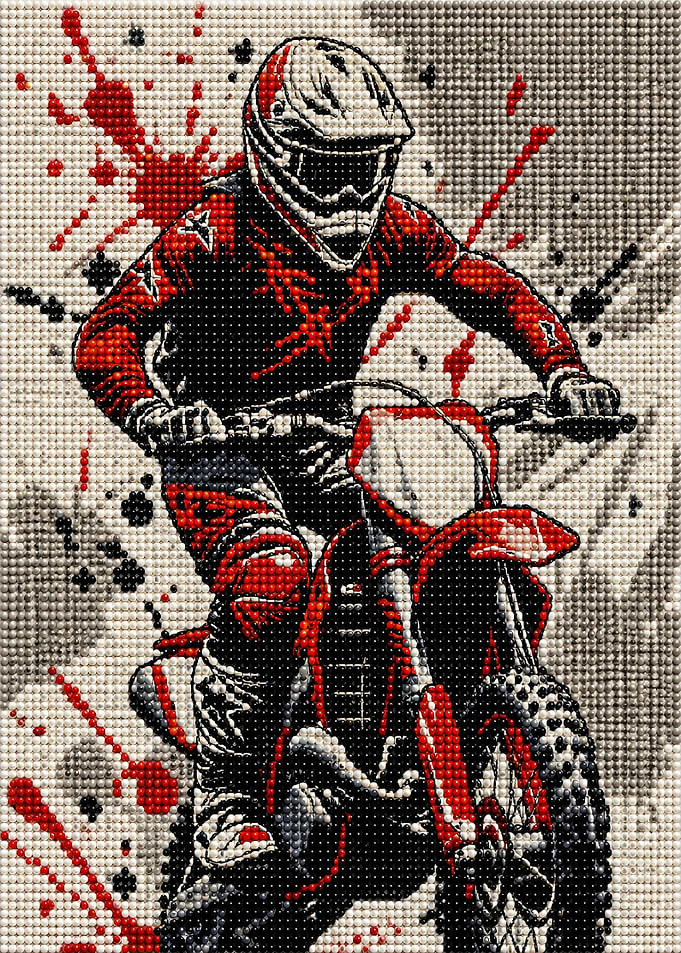 Motocross Rider Diamond Painting Art