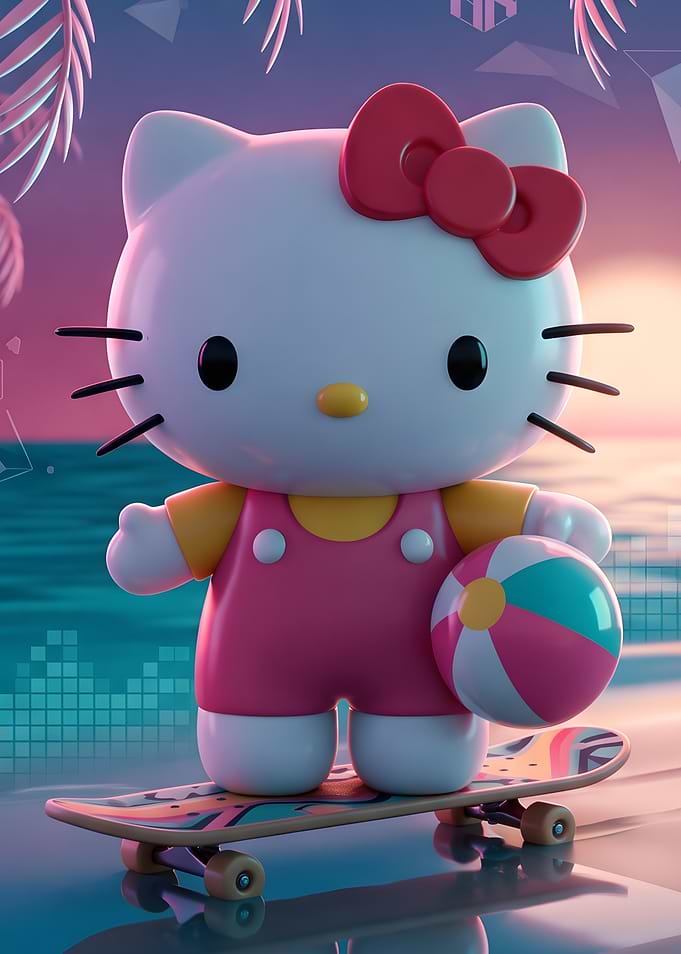 Hello Kitty Summer Skateboard Scene