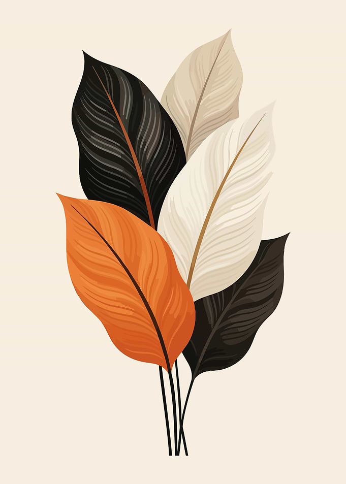 Minimalist Abstract Botanical Leaf Illustration