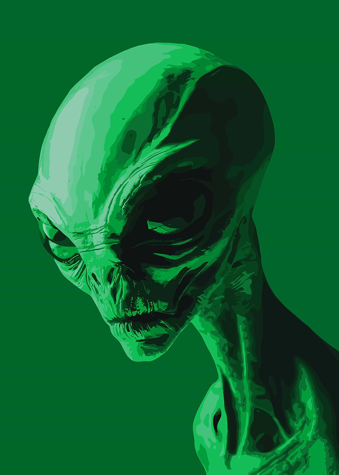Green Alien Portrait Illustration