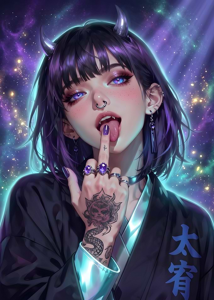 Edgy Anime Demon Girl Portrait