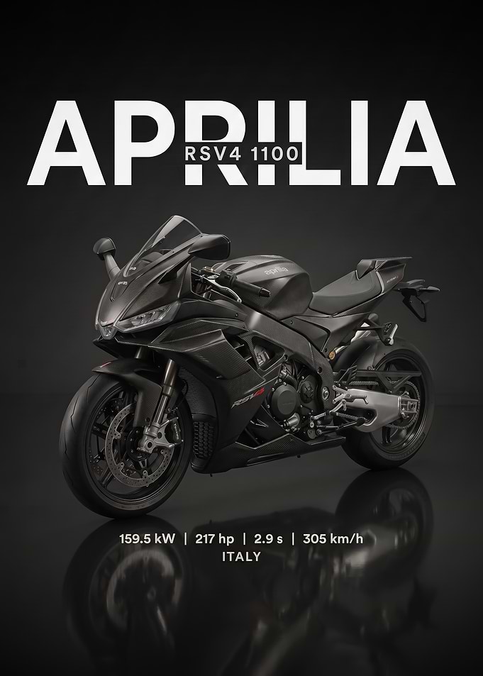 sleek Aprilia RSV4 1100 Sport Motorcycle poster