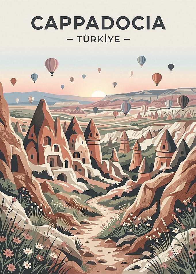 Cappadocia Türkiye Travel Poster