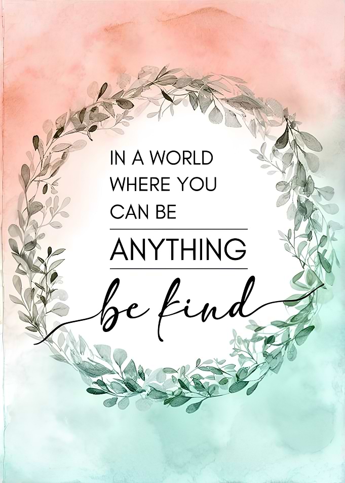 Inspirational Be Kind Floral Wall Art