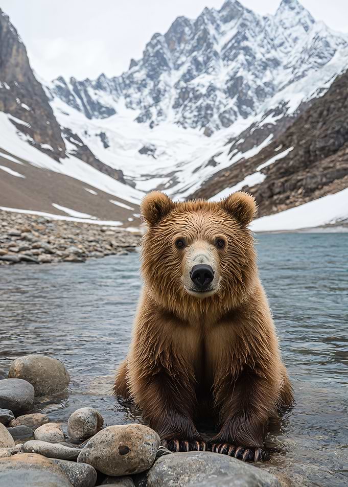 Brown Bear in Mountain Lake