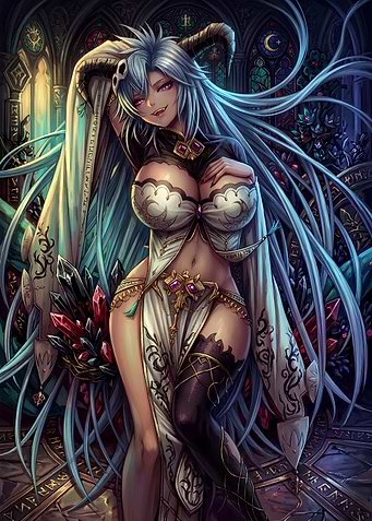 Demon Queen with Long Blue Hair