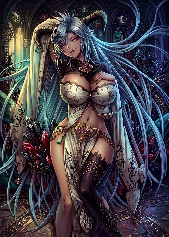 Demon Queen with Long Blue Hair