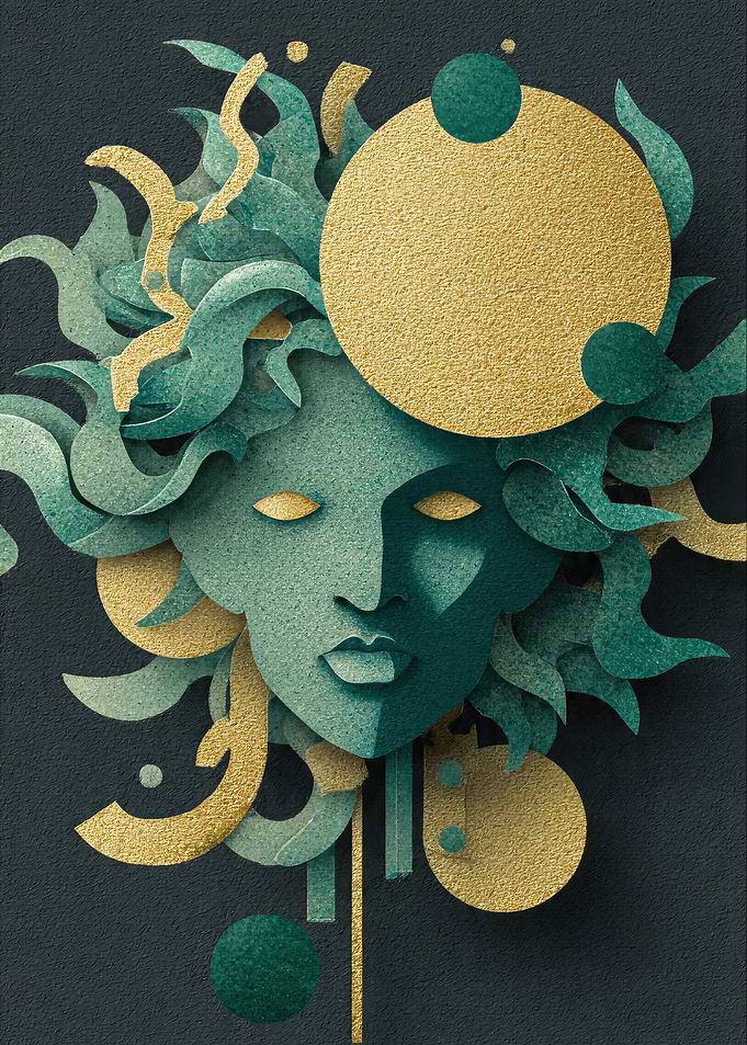 Abstract Medusa Paper Cutout Art
