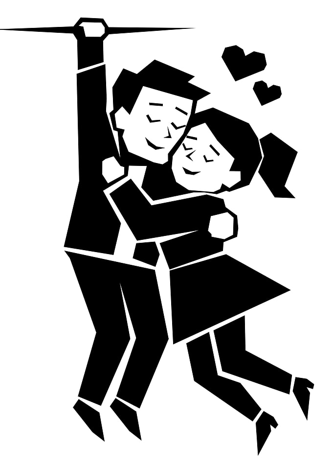 Couple Hanging Together Minimalist Illustration